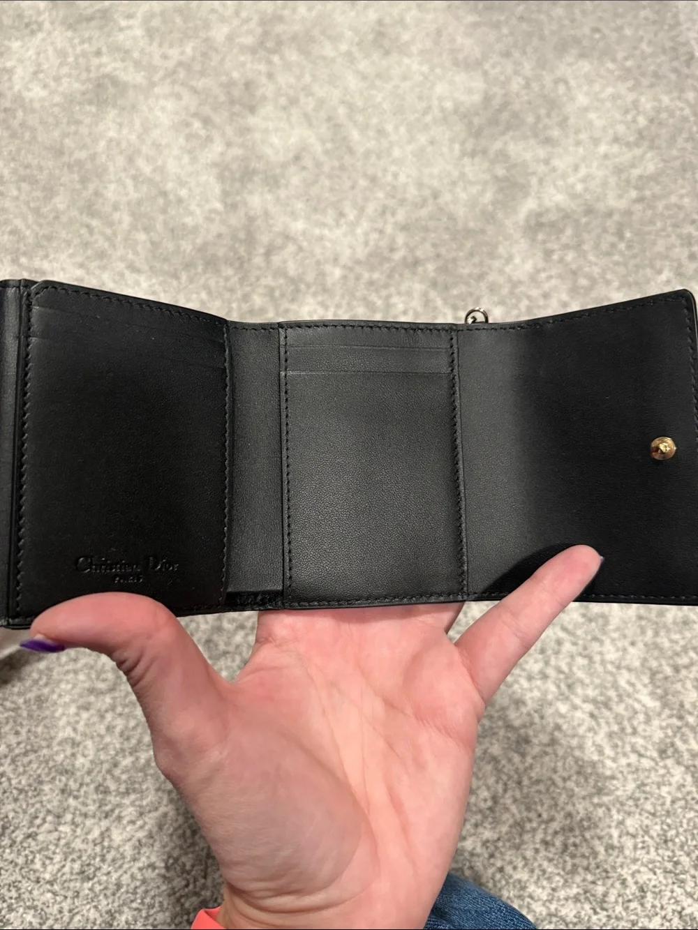 Dior Black Quilted Leather Top-Handle Bag with Gold Hardware and matching wallet